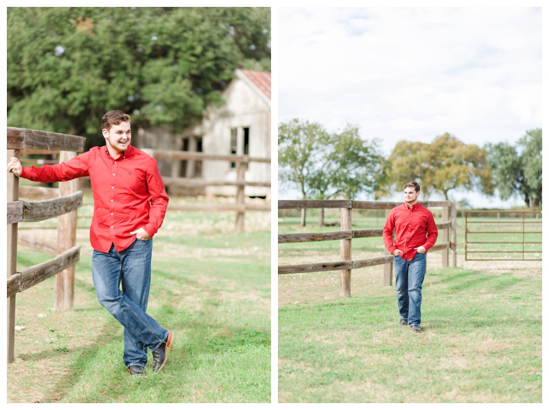 Guy Senior Portrait with barn at Berry Springs Park in Georgetown, Texas