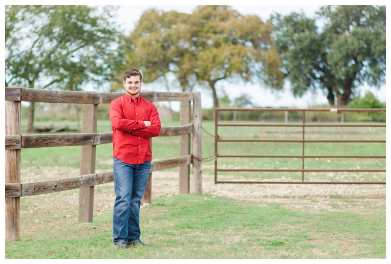 Guy Senior Portrait with barn at Berry Springs Park in Georgetown, Texas