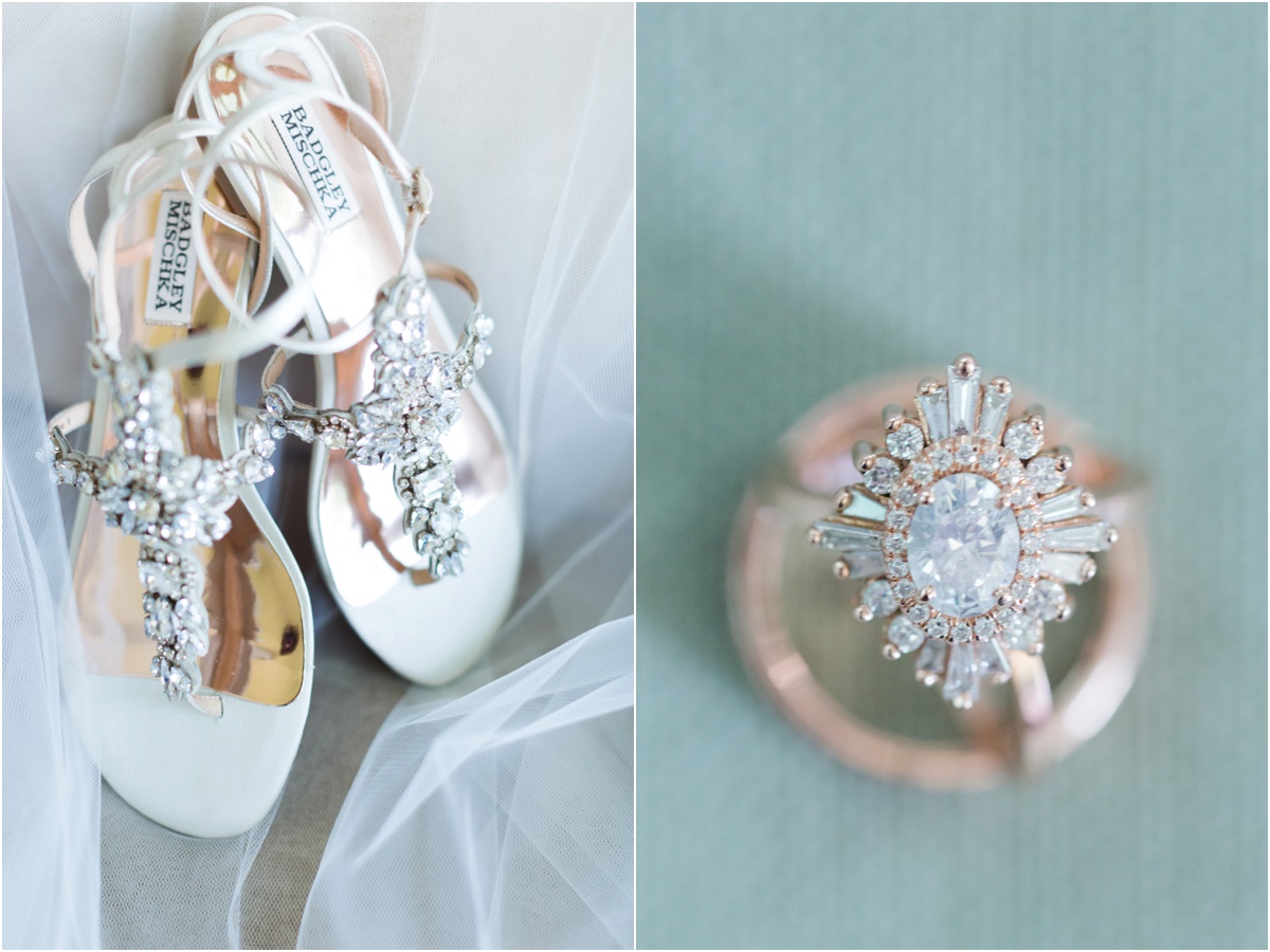 Rose Gold Wedding Rings and Wedding Sandals | Angie L Photography