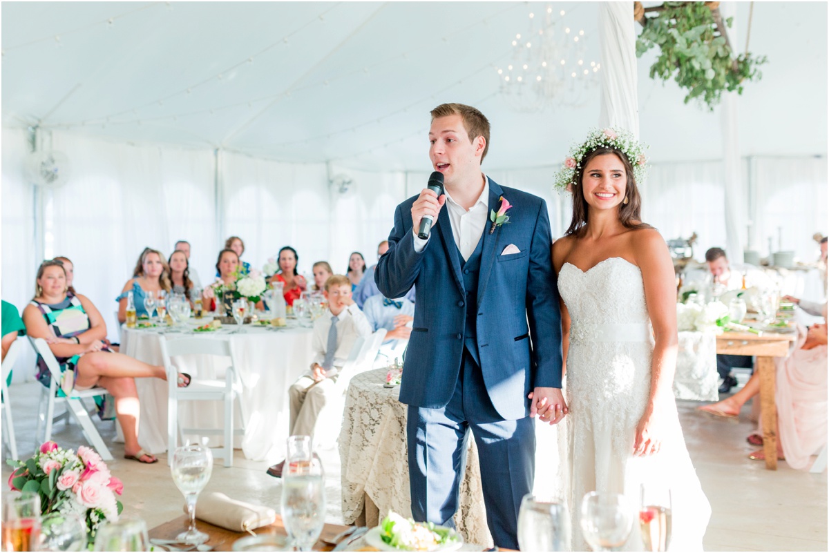bride and groom at wedding reception
