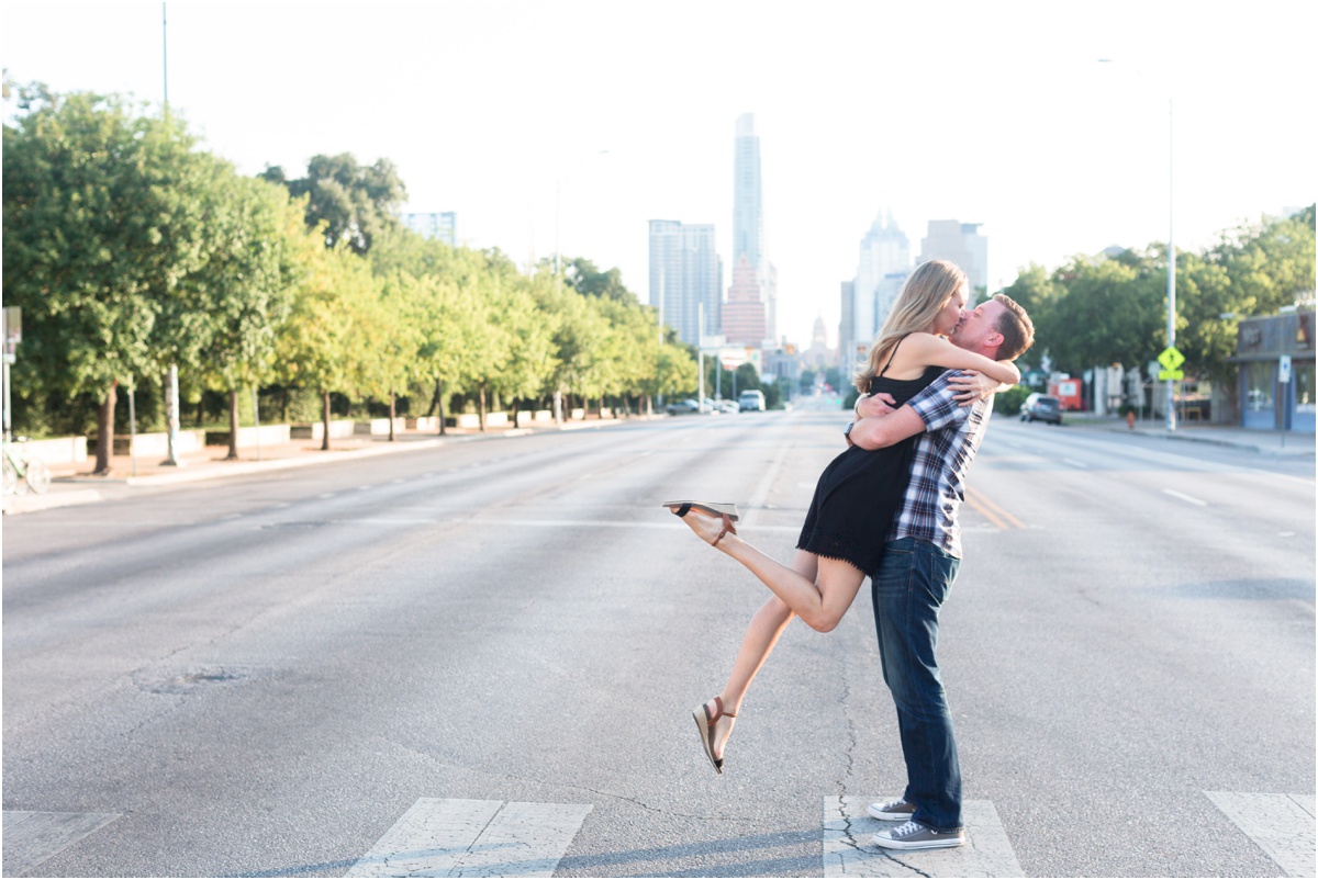 Engagement photo on South Congress in Austin, TX