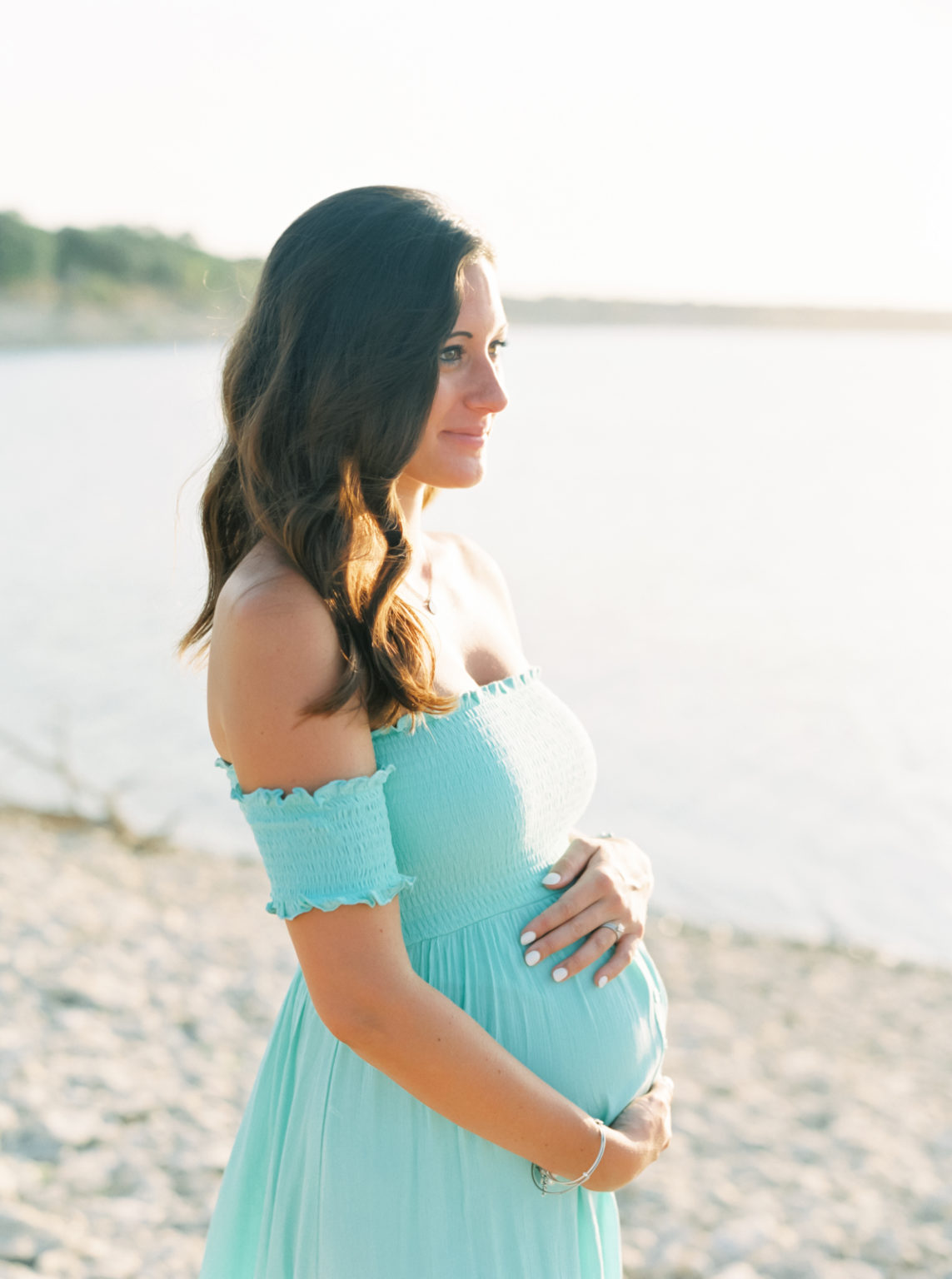 Lakeside Sunrise Maternity Photos Austin, TX