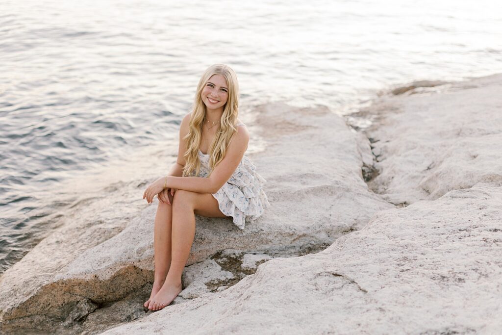 Senior portraits at Malibu beach during sunset session